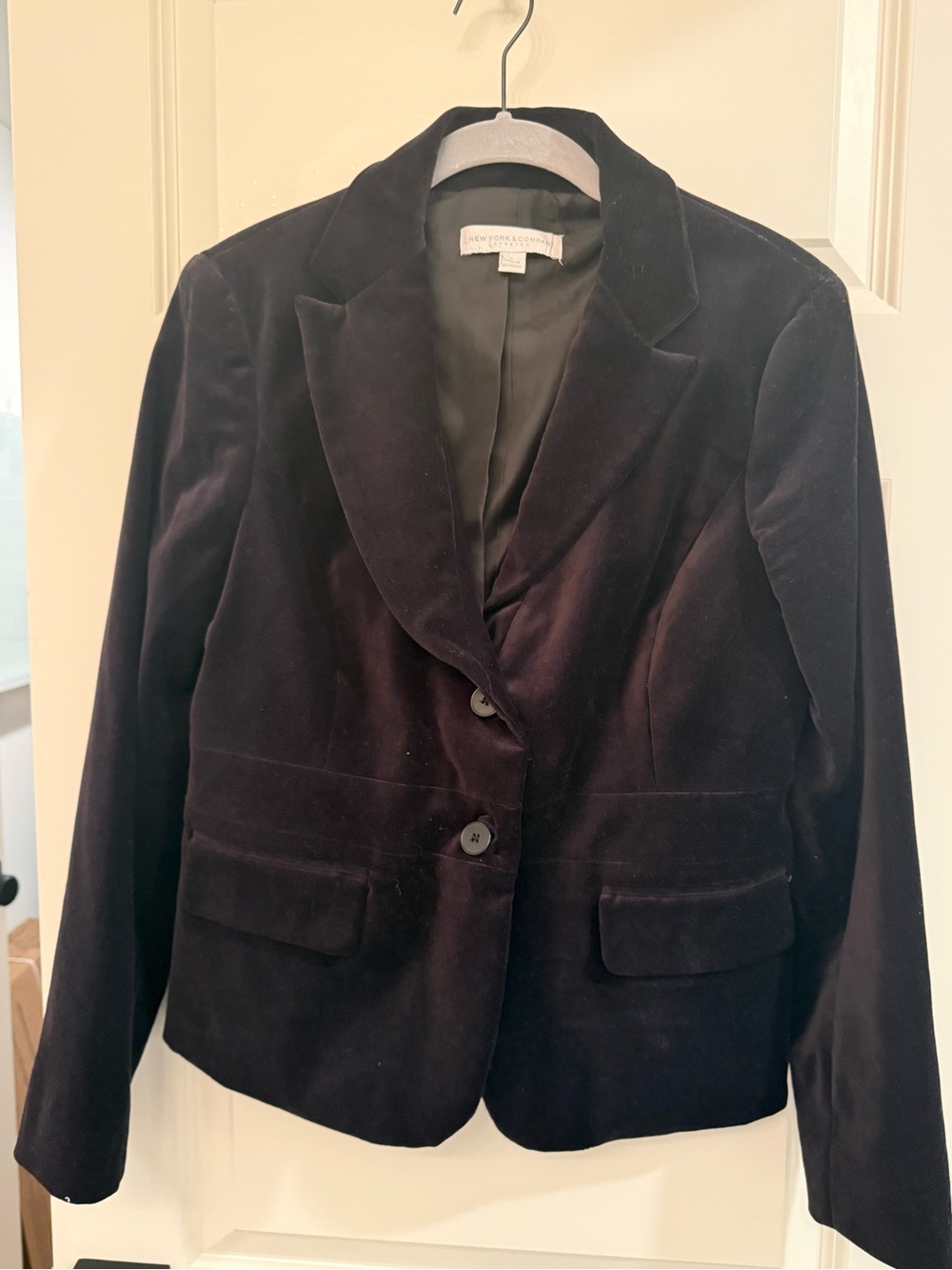 New York & Company Black Velvet Blazer Jacket
